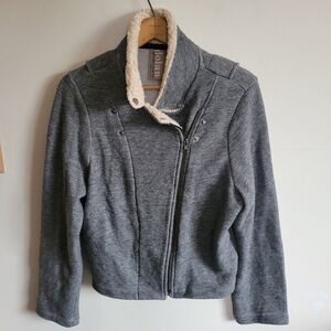 Dolan Anthropologie Sweatshirt Jacket Gray Asymmetrical Moto L Large